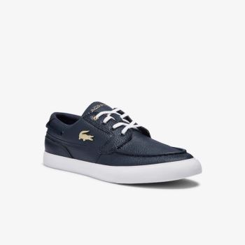 Lacoste Bayliss Deck Læder Sneakers Mørkeblå Hvide | UlRcXXLx