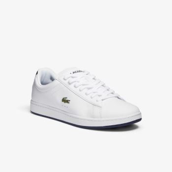 Lacoste Carnaby Evo Læder Sneakers Hvide Mørkeblå | oA78t4XI