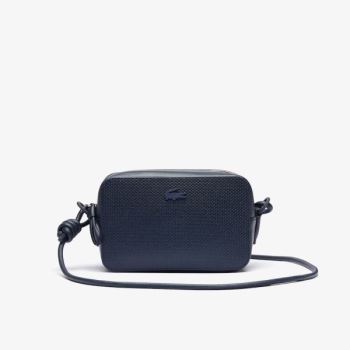 Lacoste Chantaco Matte Piqué Læder Shoulder Bag Mørkeblå Blå | gW8O7CfT