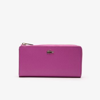 Lacoste Chantaco Piqué Læder 8-Card Zip Wallet Lyserød | nraW5qON