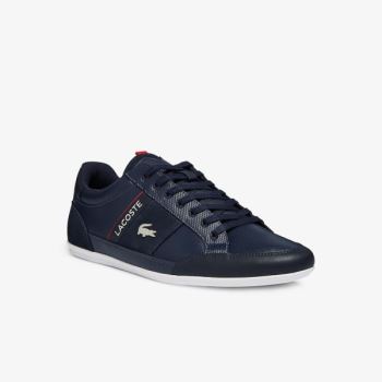 Lacoste Chaymon Læder and Ruskind Sneakers Mørkeblå Hvide | o5nKYm2Q