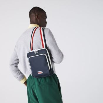 Lacoste Classic Tricolour Shoulder Páskové And Badge Crossbody Bag Mørkeblå Blå Hvide Rød | Xsb4pMLl