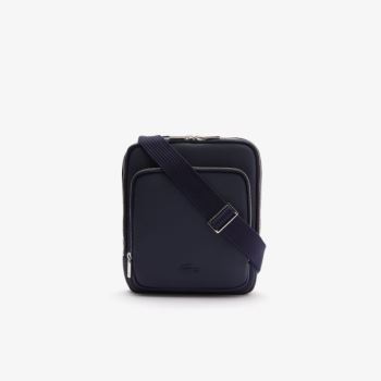 Lacoste Classic Zippered Pocket Rectangular Crossbody Bag Mørkeblå | 23EGueuo