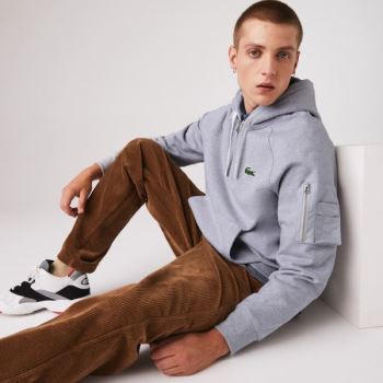 Lacoste Contrast Pocket Fleece Sweatshirt Grå | QSWmQpLI