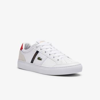 Lacoste Courtline Læder and Tekstil Sneakers Hvide Beige | Qj9ytf5s