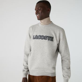 Lacoste Crew Neck Flecked Fleece Sweatshirt Grå | 9WeyiVWS