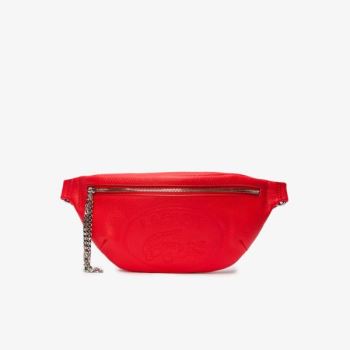 Lacoste Croco Crew Grained Læder Beltbag Rød | kueURl9y