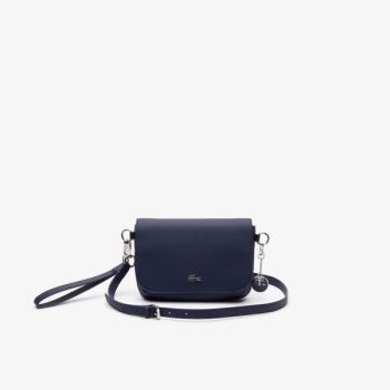 Lacoste Daily Classic Coated Piqué Canvas Flap Shoulder Bag Mørkeblå | 3BMOICGV