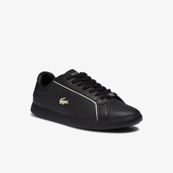 Lacoste Graduate Læder Metallic Detailing Sneakers Sort | SEai8NU5