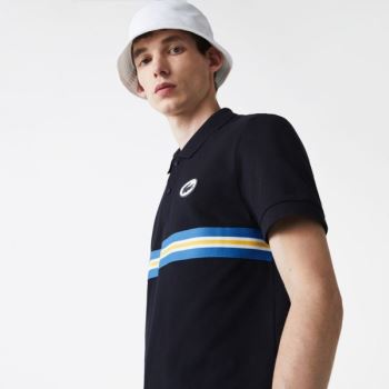 Lacoste Heritage Regular Fit Badge Bomulds Piqué Polo Shirt Mørkeblå Blå | EV5APoxa