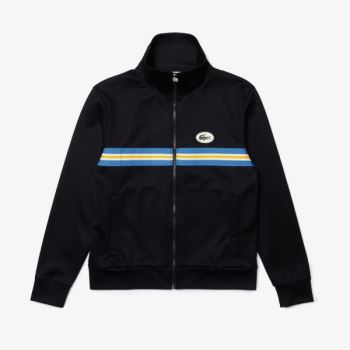 Lacoste Heritage Striped Zip-Up Sweatshirt Mørkeblå Blå | vdynw653