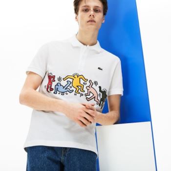 Lacoste Keith Haring Print Piqué Polo Hvide Hvide | EeIXItjW