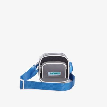 Lacoste LCST Badge Colorblock Zip Shoulder Bag Grå Blå | TZbexBJJ