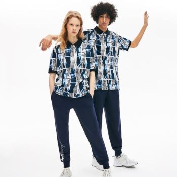 Lacoste LIVE Loose Fit Graphic Print Bomulds Polo Shirt Lilla Gul Hvide | 7fBYcqiA