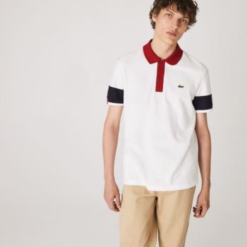 Lacoste Made in France Regular Fit Organic Bomulds Polo Shirt Hvide Mørkeblå Blå Mørkerød Hvide | flRcRVU2