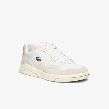 Lacoste Men’s Game Advance Luxe Læder and Ruskind Sneakers Hvide Grå | 9VtuSLow