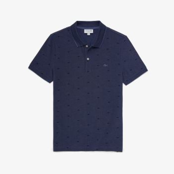 Lacoste Micro Print Polo Shirt Blå Mørkeblå Blå | k1gCUBFm