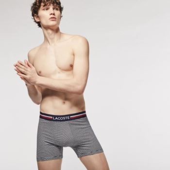 Lacoste Pack Of 3 Casual Long Boxers Mørkeblå Blå Hvide | HoNL7tLG