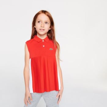 Lacoste Pleated Bomulds Polo Rød Hvide | xYNfA9zj