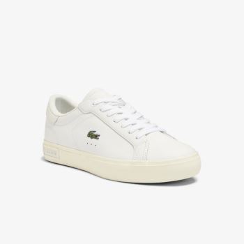 Lacoste Powercourt Læder Popped Heal Sneakers Hvide Grå | COiCmU48