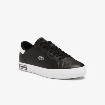 Lacoste Powercourt Læder and Syntetisk Sneakers Sort Hvide | sQoJEZo6