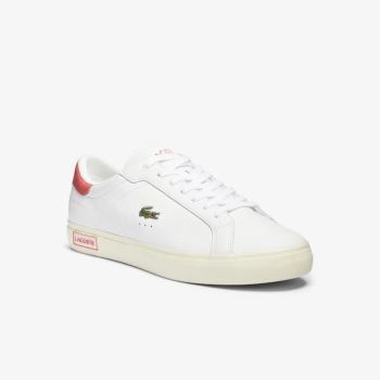 Lacoste Powercourt Smooth Læder Sneakers Hvide Lyserød | oCKoPZhH