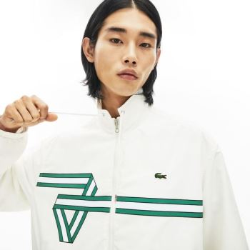 Lacoste Print Band Zip Heritage Tracksuit Jacket Hvide | JlSGquTH