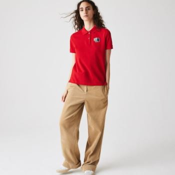 Lacoste Regular Fit Bomulds Piqué Polo Shirt Rød | KUDCiGZ2