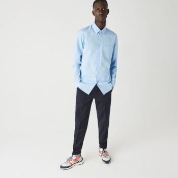 Lacoste Regular Fit Bomulds Poplin Shirt Blå | kQ0Y9UvV