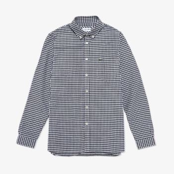 Lacoste Regular Fit Bomulds Shirt Hvide Sort | YWQHNWEO