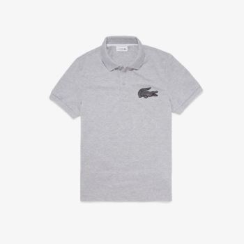 Lacoste Regular Fit Crocodile Badge Bomulds Piqué Polo Shirt Hvide Rød | Th5pH7Jj