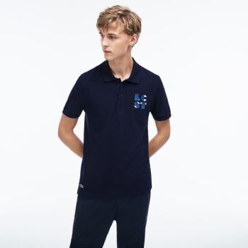 Lacoste Regular Fit LCST Lettering Petit Piqué Polo Mørkeblå Blå | 71YVjreO