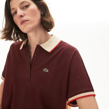 Lacoste Relaxed Fit Bomulds Polo Mørkerød Beige Rød | ZUuHEYwy