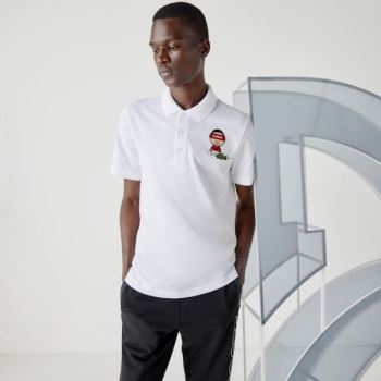 Lacoste SPORT Collab Youssef SY Bomulds Piqué Polo Shirt Hvide Mørkeblå Blå | L4sBabtj