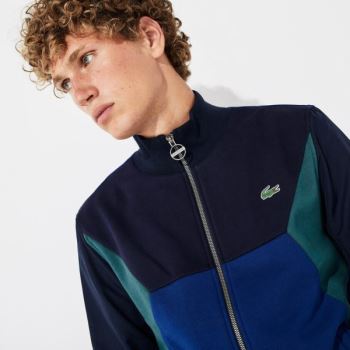 Lacoste SPORT Color-Blocked Zip Up Tennis Sweatshirt Mørkeblå Blå Grøn | TUHQmnUt