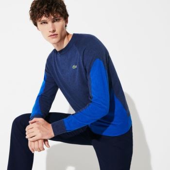 Lacoste SPORT Color-Blocked Åndbar Wool Sweater Blå Blå | oNkZaHVd