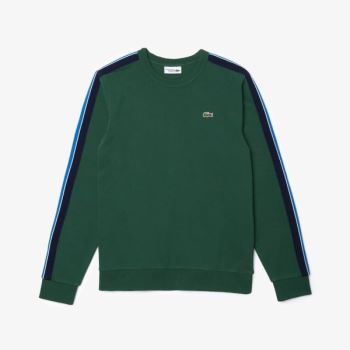 Lacoste SPORT Contrast Bands Fleece Sweatshirt Grøn Grå Blå Mørkeblå Blå Hvide | 0LwP8Cvi