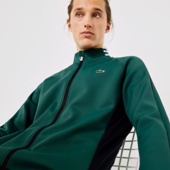 Lacoste SPORT Ergonomic Stretch Zip Golf Sweatshirt Grøn Mørkeblå Blå Hvide | lT7EZrHc