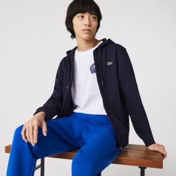 Lacoste SPORT Hætte Lette Bi-material Sweatshirt Mørkeblå Blå | wfoA4iXH