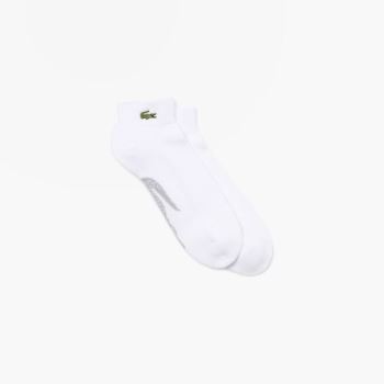 Lacoste SPORT Printed Crocodile Low-Cut Bomulds Socks Hvide Grå | LcLKNXvP