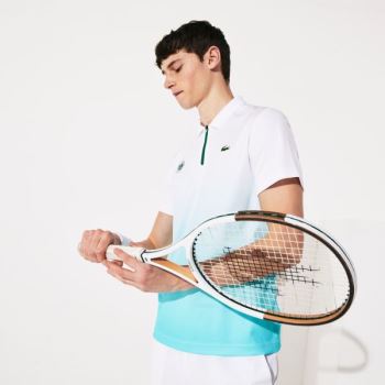 Lacoste SPORT Roland Garros Zip-Front Performance Polo Shirt Hvide Turkis Grøn | zteKUZeN