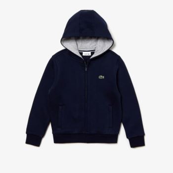 Lacoste SPORT Tennis Zippered Fleece Sweatshirt Mørkeblå Blå Grå | hHwwtHm5