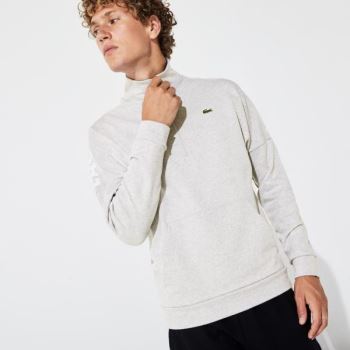 Lacoste SPORT Zip Standup Neck Bomulds Sweatshirt Grå Blå | WfWm6vVE