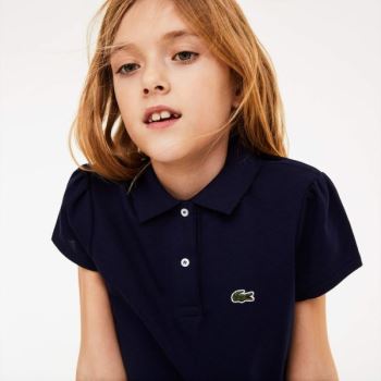 Lacoste Scalloped Collar Mini Piqué Polo Shirt Mørkeblå Blå | Ta0uOPnY