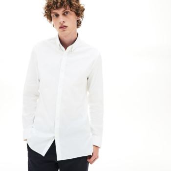 Lacoste Slim Fit Stretch Bomulds Shirt Hvide | N4Yi5Dnc