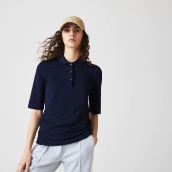 Lacoste Slim Fit Supple Bomulds Polo Mørkeblå Blå | Qv8Mfj1X