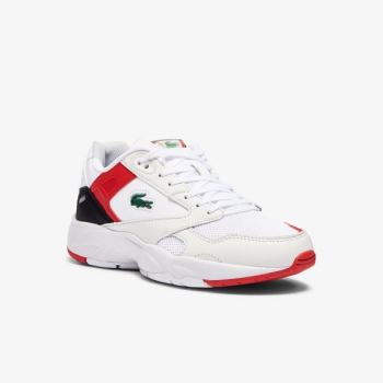 Lacoste Storm 96 Lo Syntetisk and Læder Sneakers Hvide Rød | XC7WNSkF