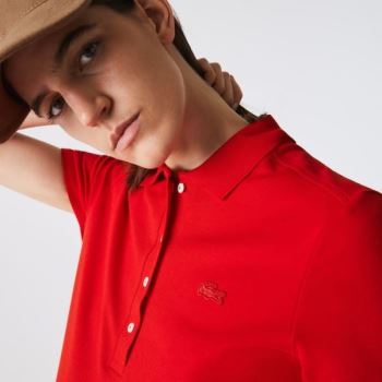 Lacoste Stretch Bomulds Piqué Polo Shirt Rød | 9fUDb8xu