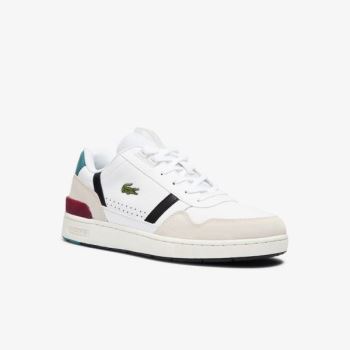 Lacoste T-Clip Læder Colour-Pop Sneakers Hvide Beige | wUzTdGLK