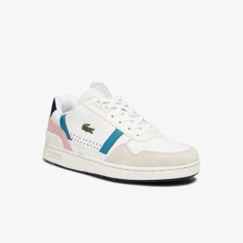 Lacoste T-Clip Læder and Syntetisk Sneakers Hvide Mørketurkis | 4fu5Tm66